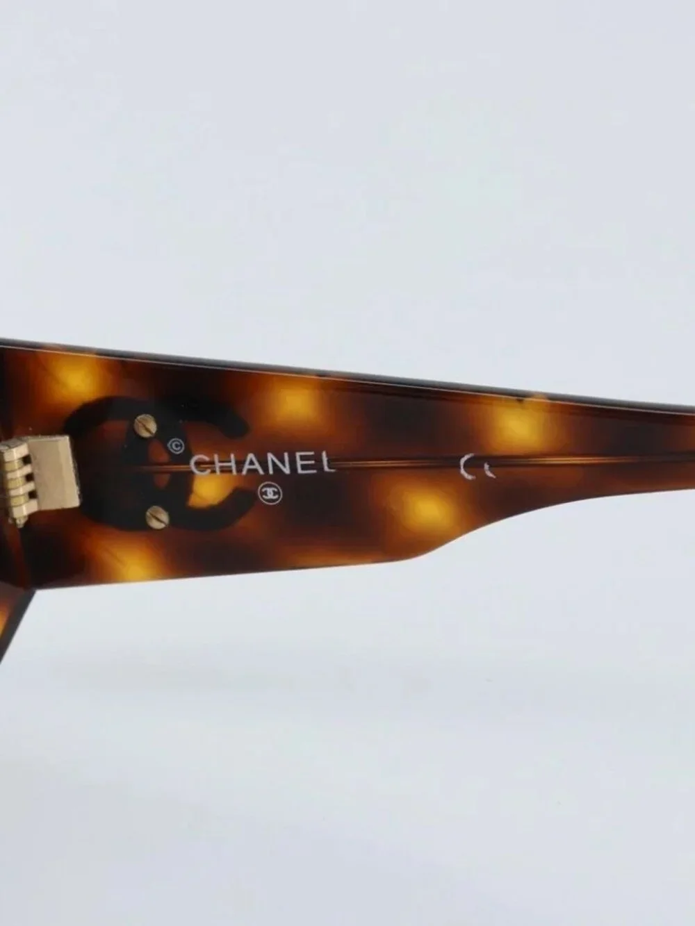 CHANEL COCO Mark Sunglasses plastic Brown 01450 91235 CC Auth BA11839